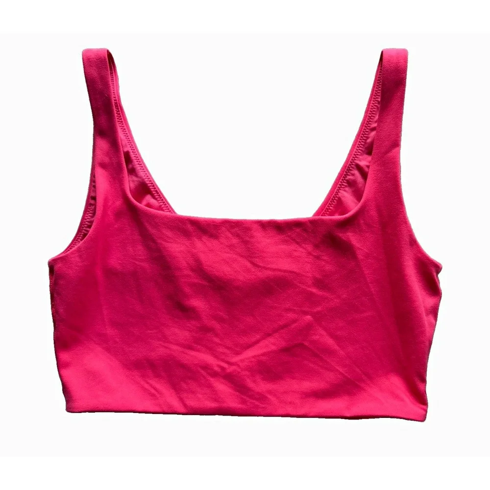 Lululemon Women's Pink Cropped Tank Top Built In Bra Stretch Athletic Size S